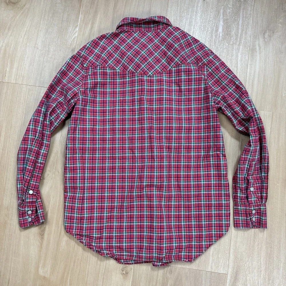 Vintage Polo Ralph Lauren Boys Small (8) Western Plaid Pearl Snap Long Sleeve
